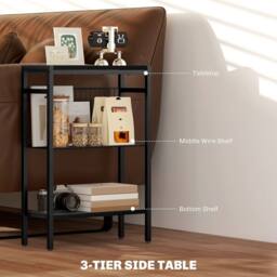 Wyld Haus Notosu Black Industrial 3 Shelf Side Table Metal Frame - thumbnail 5