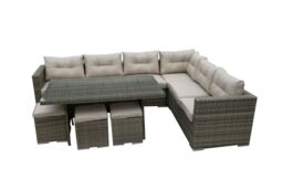 FURNITURE ONE 9 Seater Rattan Garden Corner Sofa Conversation Furniture Set w Cushions - thumbnail 4