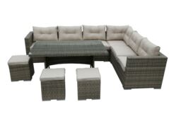 FURNITURE ONE 9 Seater Rattan Garden Corner Sofa Conversation Furniture Set w Cushions - thumbnail 5