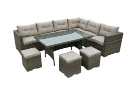 FURNITURE ONE 9 Seater Rattan Garden Corner Sofa Conversation Furniture Set w Cushions - thumbnail 6