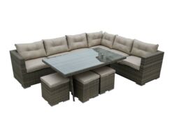 FURNITURE ONE 9 Seater Rattan Garden Corner Sofa Conversation Furniture Set w Cushions - thumbnail 1
