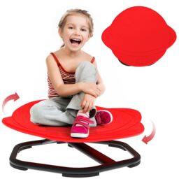 AIYAPLAY Planet-Shaped Kids Swivel Chair, Sensory Spinning Chair in Red - thumbnail 2