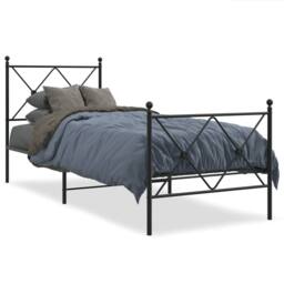 Berkfield Home Metal Bed Frame without Mattress with Footboard Black 80x200cm - Size: 80x200 cm - thumbnail 1