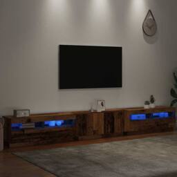 Berkfield Home TV Cabinet with LED Lights Old Wood 300x35x40 cm Engineered Wood in Brown - Size: 300 x 35 x 40 cm - thumbnail 5