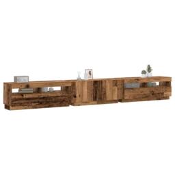Berkfield Home TV Cabinet with LED Lights Old Wood 300x35x40 cm Engineered Wood in Brown - Size: 300 x 35 x 40 cm - thumbnail 2