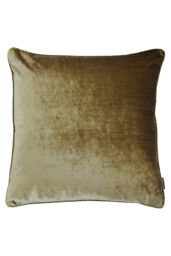 Paoletti Luxe Velvet Piped Cushion in Gold - Size: 55 cm x 55 cm