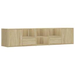 Berkfield Home Corner Cabinet Sonoma Oak 200x40x45 cm Engineered Wood in Brown - Size: 200 x 40 x 45 cm - thumbnail 2