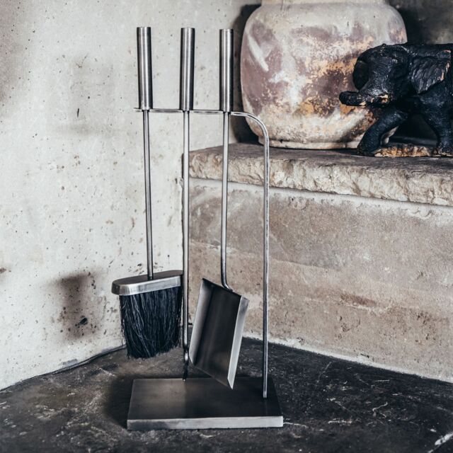 Ivyline Pewter Fireside Companion Set 3 Piece 50cm in Silver - image 1