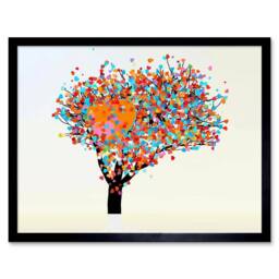 "Artery8 Painting Abstract Tree Love Heart Leaves 12x16"" Framed Wall Art Print - Size: W12"" x H16""" - thumbnail 1