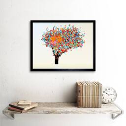 "Artery8 Painting Abstract Tree Love Heart Leaves 12x16"" Framed Wall Art Print - Size: W12"" x H16""" - thumbnail 2