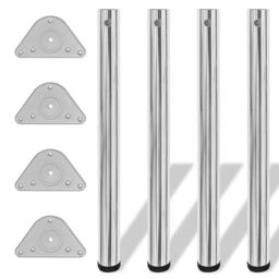 Berkfield Home 4 Height Adjustable Table Legs Chrome 710 mm in Silver - thumbnail 1