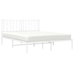 Berkfield Home Metal Bed Frame without Mattress with Headboard White 150x200cm - Size: 150x200 cm - thumbnail 5