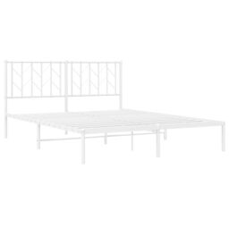 Berkfield Home Metal Bed Frame without Mattress with Headboard White 150x200cm - Size: 150x200 cm - thumbnail 4