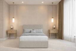 "Nexus Mattresses Ltd Amalfi Plush Divan Bed Base 2 Drawers Same Side - 26"" Headboard in Cream - Size: Small Double" - thumbnail 3