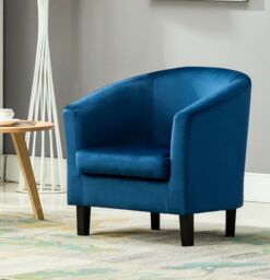 MCC Direct Velvet Fabric Tub Chair Armchair Club Chair in Blue