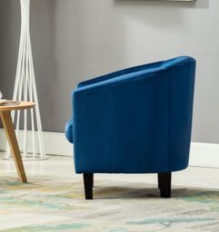MCC Direct Velvet Fabric Tub Chair Armchair Club Chair in Blue - thumbnail 3