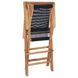 Berkfield Home Folding Garden Chairs 2 pcs Solid Teak Wood & Rope in Black - thumbnail 5