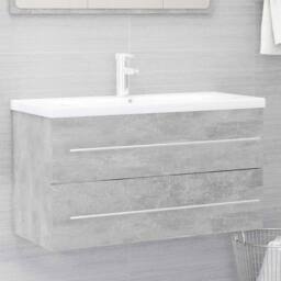 Berkfield Home 2 Piece Bathroom Furniture Set Concrete Grey Engineered Wood - thumbnail 6