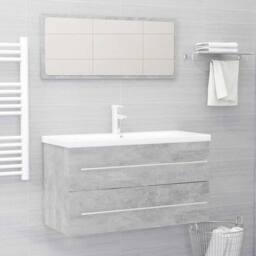 Berkfield Home 2 Piece Bathroom Furniture Set Concrete Grey Engineered Wood - thumbnail 2