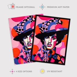 "Wee Blue Coo Wall Art Print The Artist Bright Portrait Pop Music Icon Living Room in Pink - Size: W24"" x H32""" - thumbnail 2