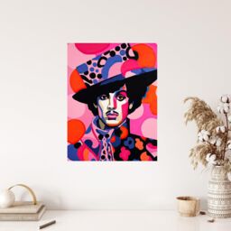 "Wee Blue Coo Wall Art Print The Artist Bright Portrait Pop Music Icon Living Room in Pink - Size: W24"" x H32""" - thumbnail 4