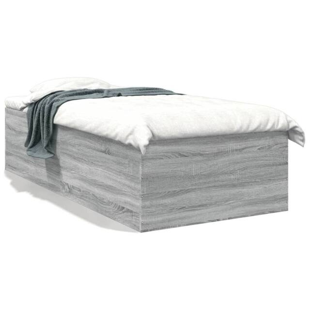 Berkfield Home Bed Frame without Mattress Grey Sonoma 75x190 cm Small Single - image 1