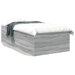 Berkfield Home Bed Frame without Mattress Grey Sonoma 75x190 cm Small Single - thumbnail 1