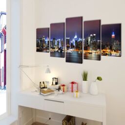 Berkfield Home Canvas Wall Print Set Colourful New York Skyline 200 x 100 cm - thumbnail 2