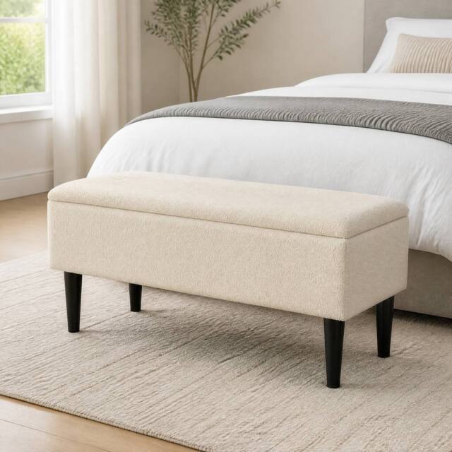 STILVORA Storage Ottoman with 47 L Storage in Cream - image 1