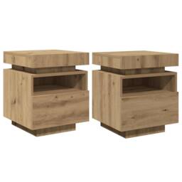 Berkfield Home Decorative Bedside Cabinets with LED Lights 2 pcs Artisan Oak 40x in Brown