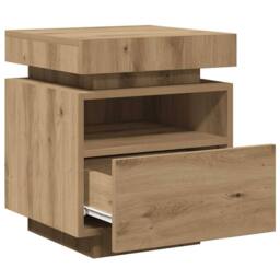 Berkfield Home Decorative Bedside Cabinets with LED Lights 2 pcs Artisan Oak 40x in Brown - thumbnail 6