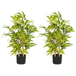 NESTLUNE 2 PCs Potted Artificial Plants Bamboo Tree in Green - Size: 100 cm x 15 cm