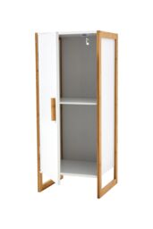 H&O Direct Single-door Freestanding Bamboo Frame Bathroom Storage Cabinet in White - thumbnail 6