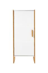 H&O Direct Single-door Freestanding Bamboo Frame Bathroom Storage Cabinet in White - thumbnail 3