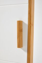 H&O Direct Single-door Freestanding Bamboo Frame Bathroom Storage Cabinet in White - thumbnail 9