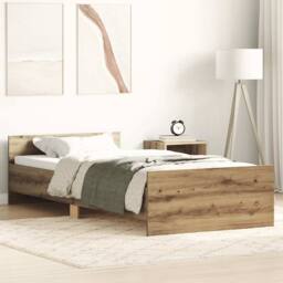 Berkfield Home Bed Frame Frame Artisan Oak 90x190 cm Single Wood in Brown - thumbnail 2