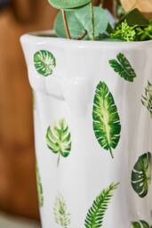 Dibor Large Leaves Indoor Outdoor Welly Boots Planter H29.5 x W24cm in White - thumbnail 4