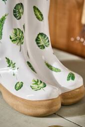 Dibor Large Leaves Indoor Outdoor Welly Boots Planter H29.5 x W24cm in White - thumbnail 3