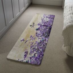 Benjamin Tate Design Purple Flowers Runner Rug in Natural - Size: 67 cm x 230 cm - thumbnail 4