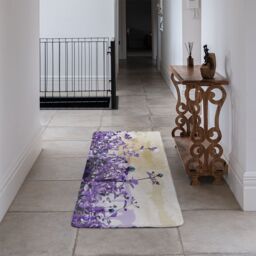 Benjamin Tate Design Purple Flowers Runner Rug in Natural - Size: 67 cm x 230 cm - thumbnail 3