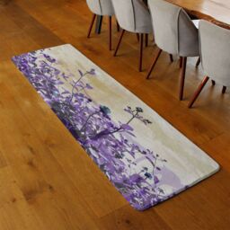 Benjamin Tate Design Purple Flowers Runner Rug in Natural - Size: 67 cm x 230 cm - thumbnail 2