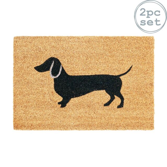 Nicola Spring Coir Door Mats - 60 x 40cm - Sausage Dog - Set of 2 - Size: 40 cm x 60 cm - image 1