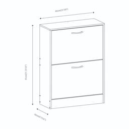 Kelvenix Wooden 2 Drawer Shoe Cabinet Rack Storage Unit Organiser Stand Holder in White - thumbnail 2