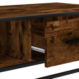 Berkfield Home Durable Coffee Table Smoked Oak 100x57x35 cm Engineered Wood & Metal in Brown - Size: 100 x 57 x 35 cm - thumbnail 9