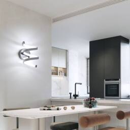 Pheashine Modern wall lamp, White light 6500K, Chrome 20cm long Indoor Use in Metallic Silver - thumbnail 6