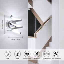 Pheashine Modern wall lamp, White light 6500K, Chrome 20cm long Indoor Use in Metallic Silver - thumbnail 2