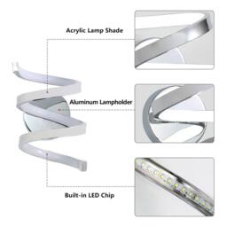 Pheashine Modern wall lamp, White light 6500K, Chrome 20cm long Indoor Use in Metallic Silver - thumbnail 3