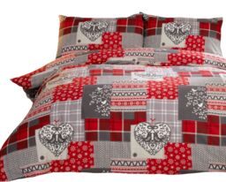 Rapport Home Alpine Patchwork Flannelette Duvet Cover Set with Pillowcase in Red - Size: Single - thumbnail 2