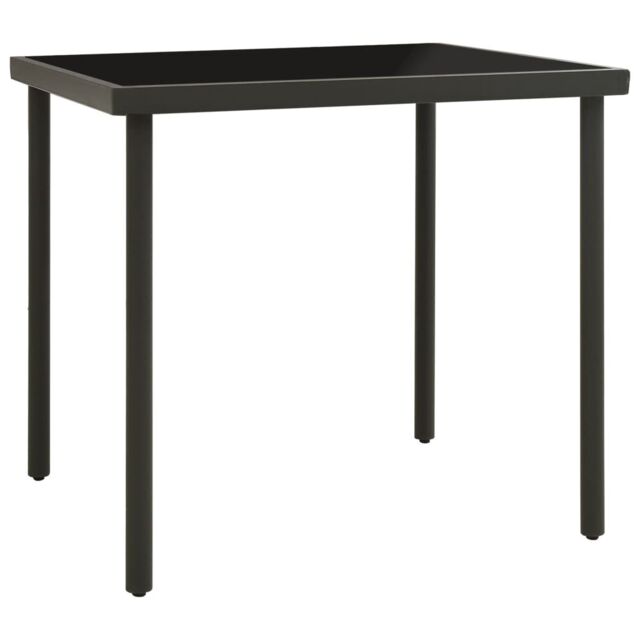 Berkfield Home Outdoor Dining Table Anthracite 80x80x72 cm Glass & Steel in Black - Size: 80 x 80 x 72 cm - image 1