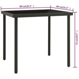 Berkfield Home Outdoor Dining Table Anthracite 80x80x72 cm Glass & Steel in Black - Size: 80 x 80 x 72 cm - thumbnail 4